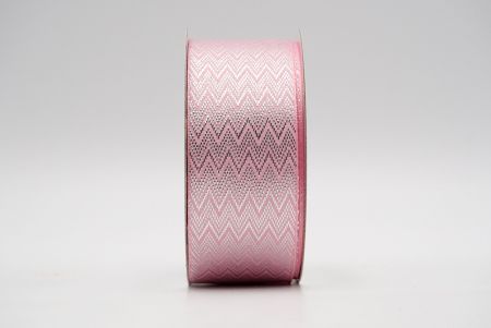 Wstążka w różowo-srebrne wzory w kształcie zygzaka_K1767-209